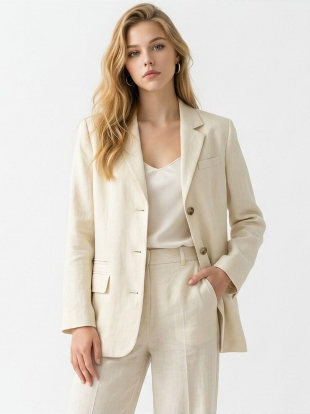 COS RELAXED LINEN-BLEND BLAZER